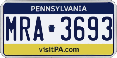 PA license plate MRA3693