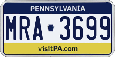 PA license plate MRA3699
