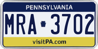 PA license plate MRA3702