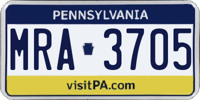 PA license plate MRA3705