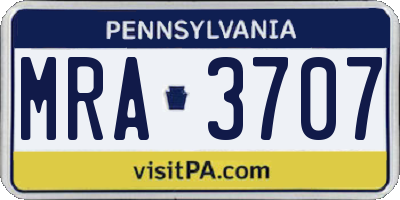 PA license plate MRA3707