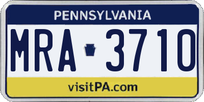 PA license plate MRA3710
