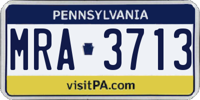 PA license plate MRA3713
