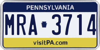 PA license plate MRA3714