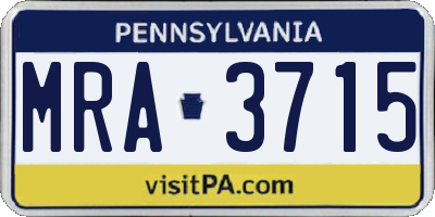 PA license plate MRA3715