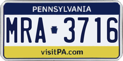 PA license plate MRA3716