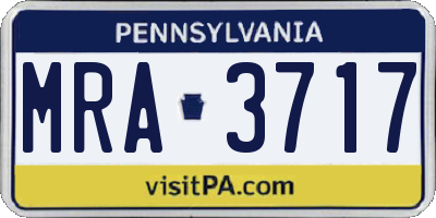 PA license plate MRA3717