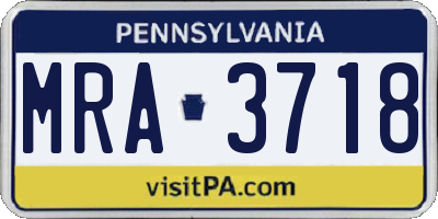 PA license plate MRA3718