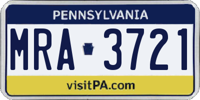 PA license plate MRA3721