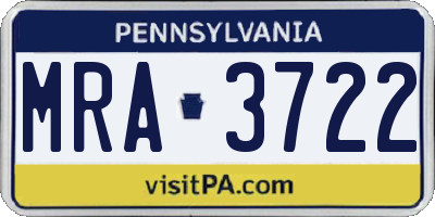PA license plate MRA3722
