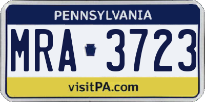PA license plate MRA3723