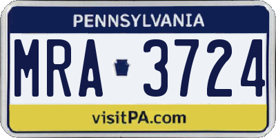 PA license plate MRA3724