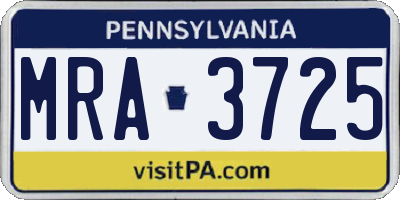 PA license plate MRA3725