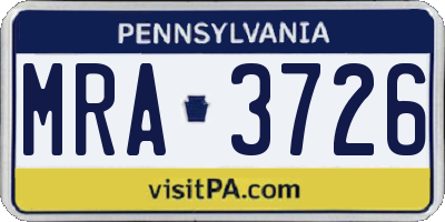 PA license plate MRA3726