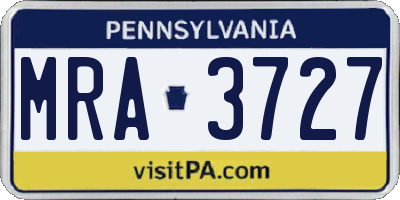 PA license plate MRA3727
