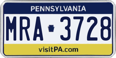 PA license plate MRA3728