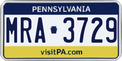 PA license plate MRA3729