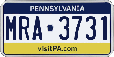 PA license plate MRA3731