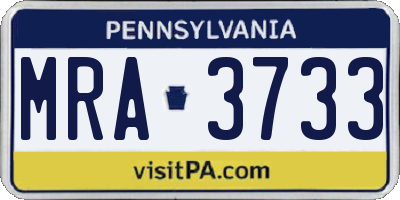 PA license plate MRA3733