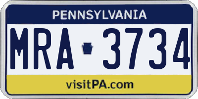 PA license plate MRA3734