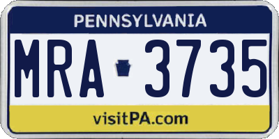 PA license plate MRA3735