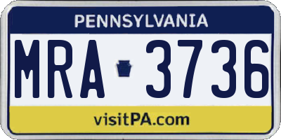 PA license plate MRA3736