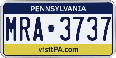 PA license plate MRA3737