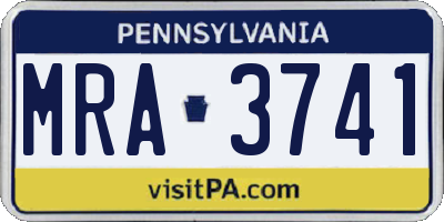 PA license plate MRA3741
