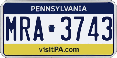 PA license plate MRA3743