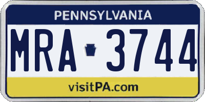 PA license plate MRA3744