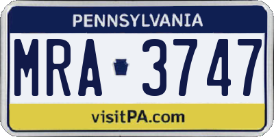 PA license plate MRA3747