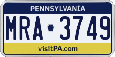 PA license plate MRA3749
