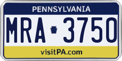 PA license plate MRA3750