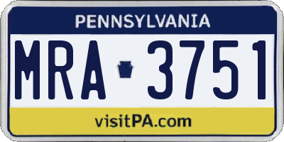 PA license plate MRA3751