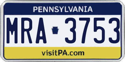 PA license plate MRA3753