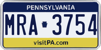 PA license plate MRA3754