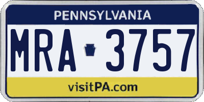 PA license plate MRA3757