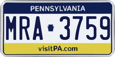 PA license plate MRA3759