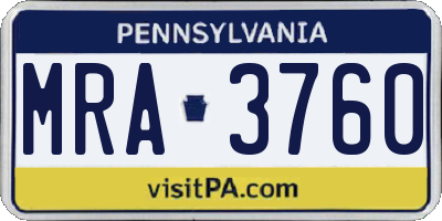 PA license plate MRA3760
