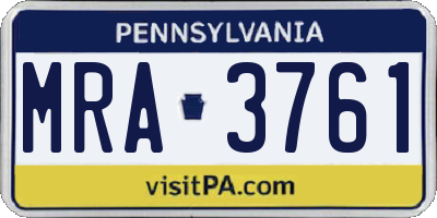PA license plate MRA3761