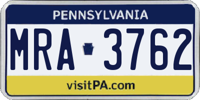 PA license plate MRA3762