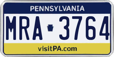 PA license plate MRA3764