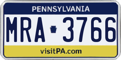 PA license plate MRA3766
