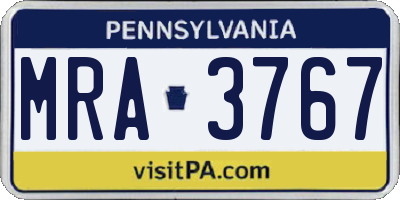 PA license plate MRA3767