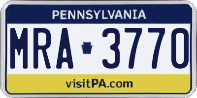 PA license plate MRA3770