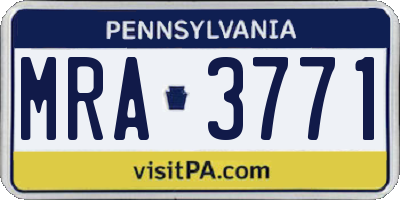 PA license plate MRA3771