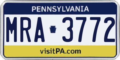 PA license plate MRA3772