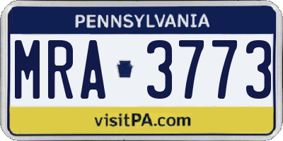 PA license plate MRA3773