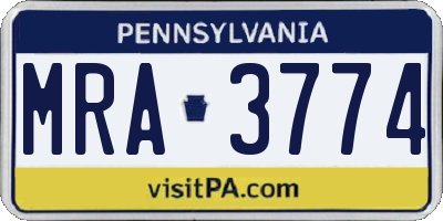 PA license plate MRA3774