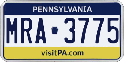 PA license plate MRA3775